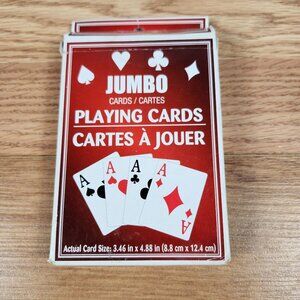 Jumbo Playing Cards With Red Back Design - 3.46 X 4.88 Inches